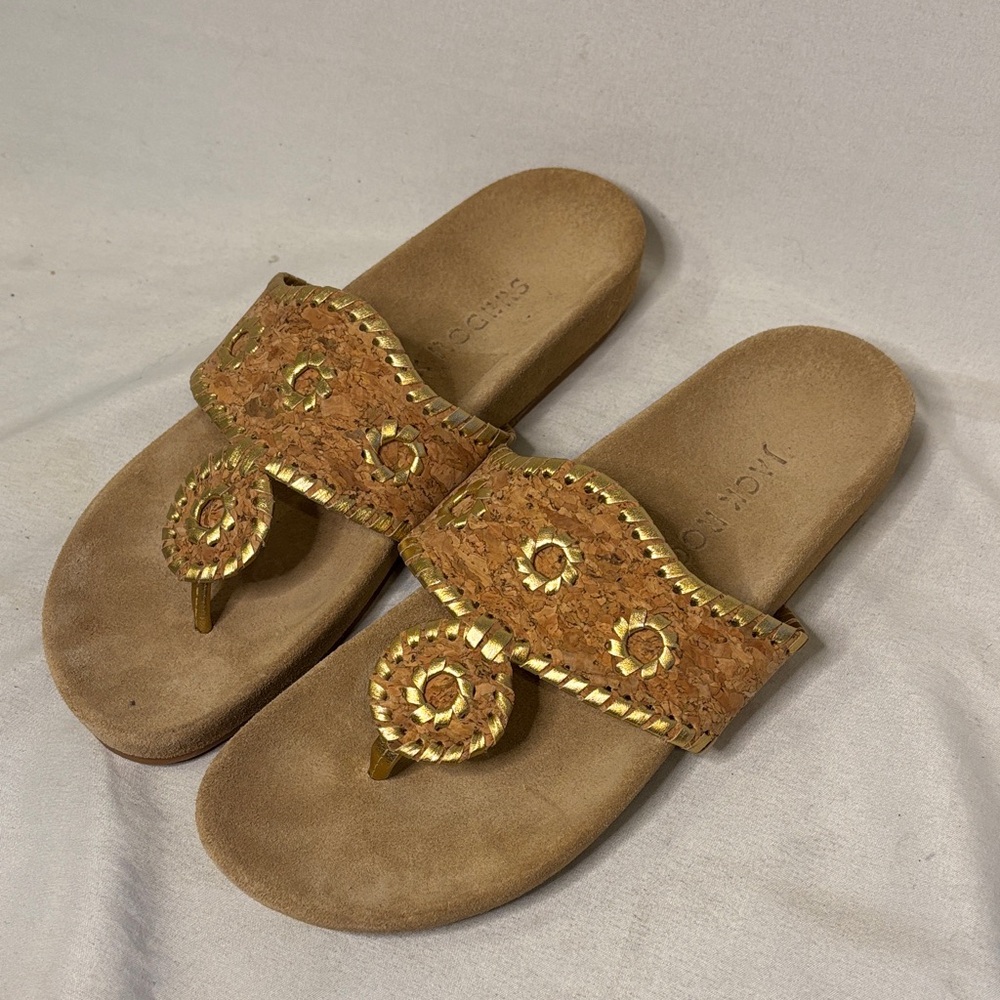 Cork and Gold Sandals Thong Size 6M